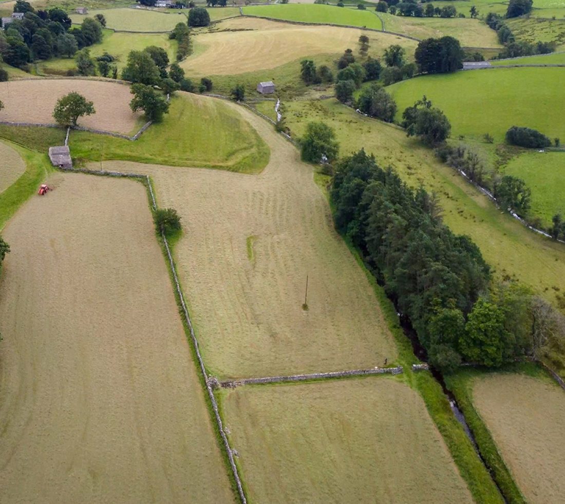 Before work began, showing the straightened drain and Scandal Beck.