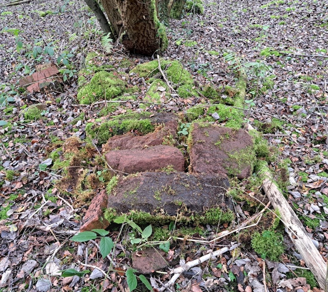A section of brickwork visible after clearance of undergrowth from this site.
