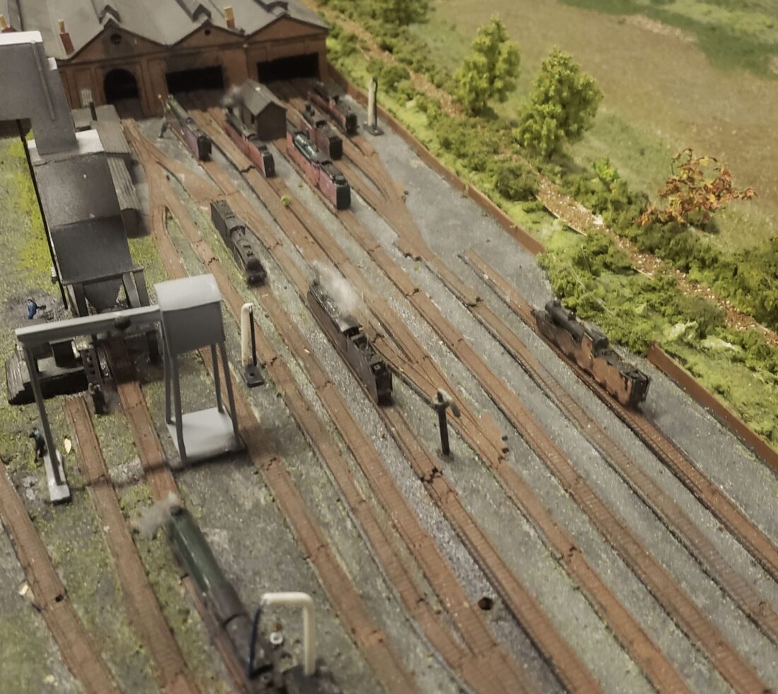 Scale model of the train yard layout at Engine Lonning.