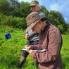ERT volunteers onsite at Wallacefield taking notes and recording land features and flora and fauna sightings.