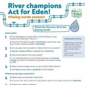 Graphic of a rivers and water quiz worksheet.