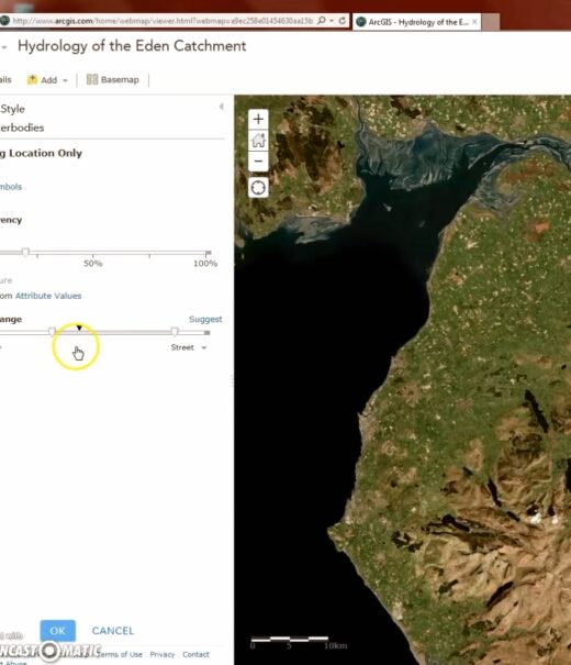 screenshot of a video showing text and a map of west Cumbria
