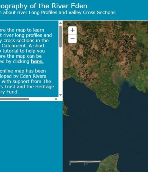 Home page of a web map page with text and a map showing part of Cumbria