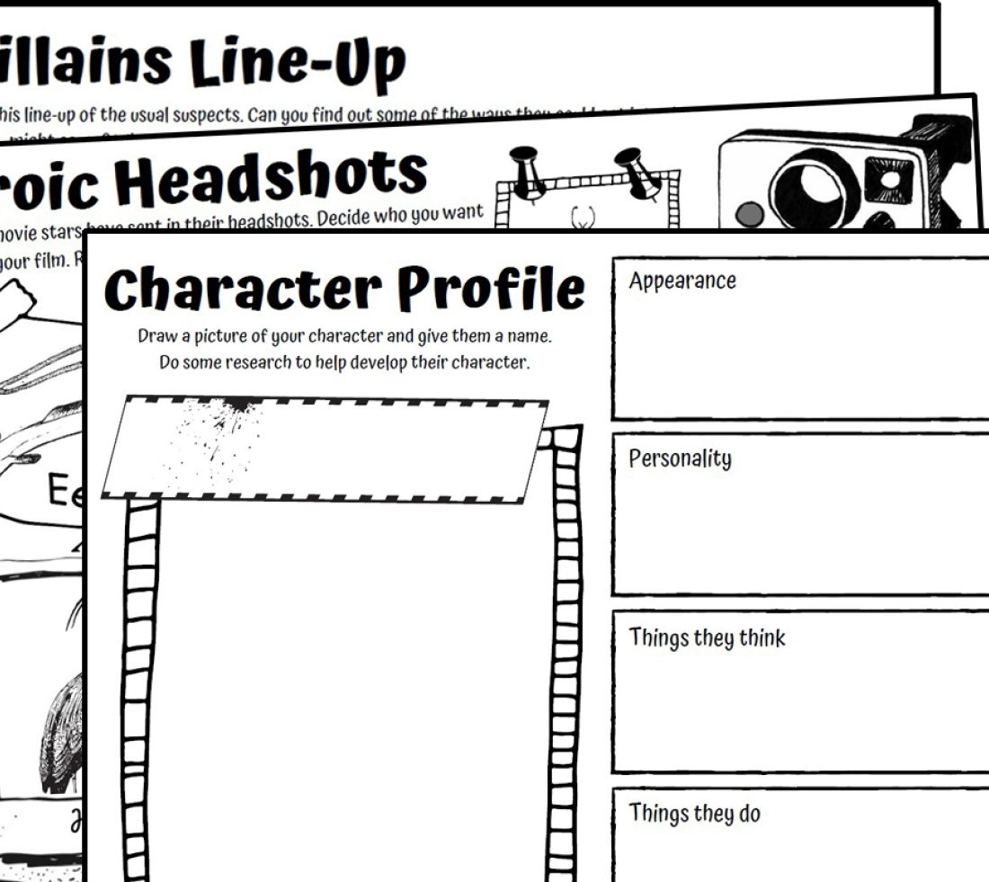 Blank activity template sheets with instructions on how to plan and create a template for scrap motion movie production.