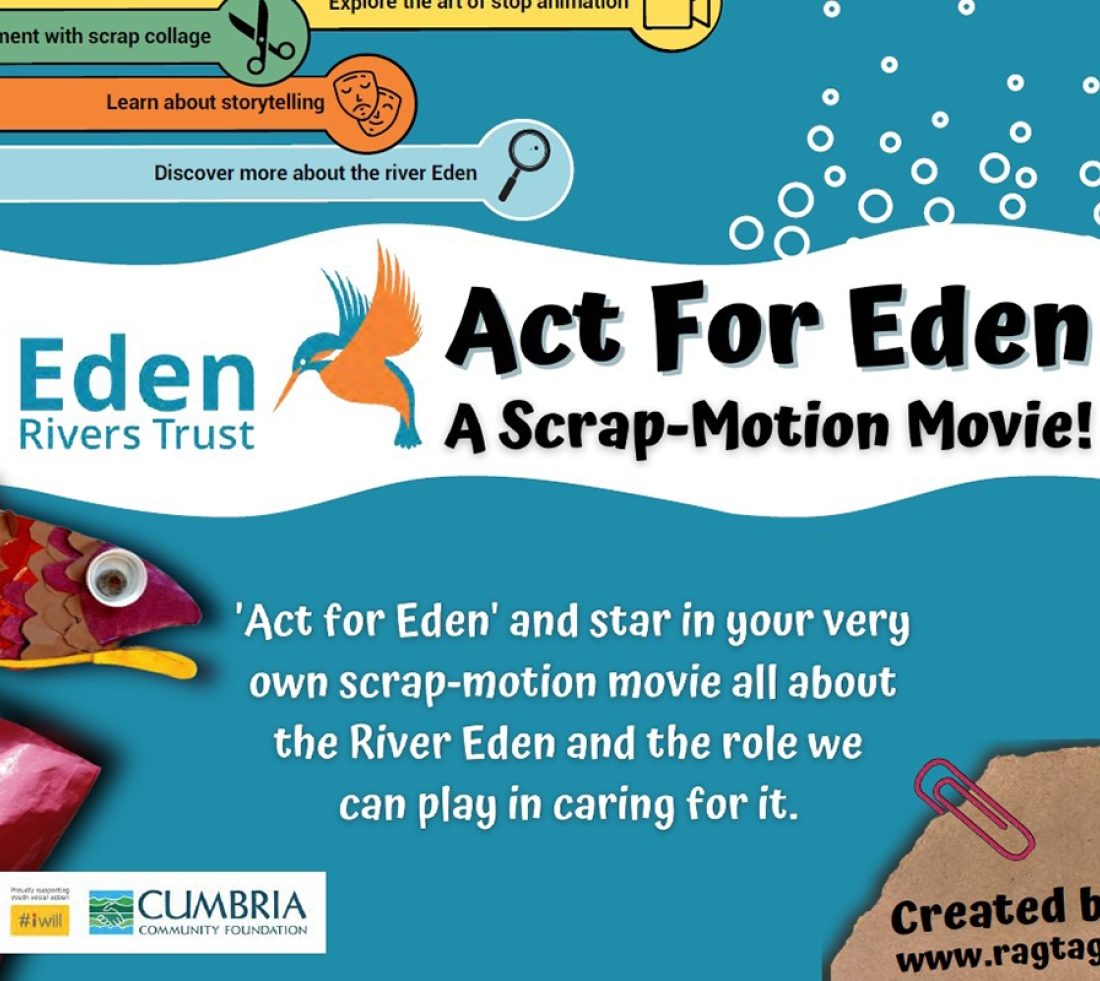 Picture of scrap motion movie elements including fish and weeds with the title Act for Eden a scrap motion movie.