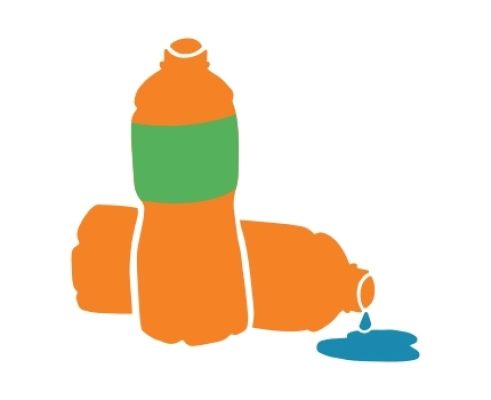 Cartoon plastic bottles.