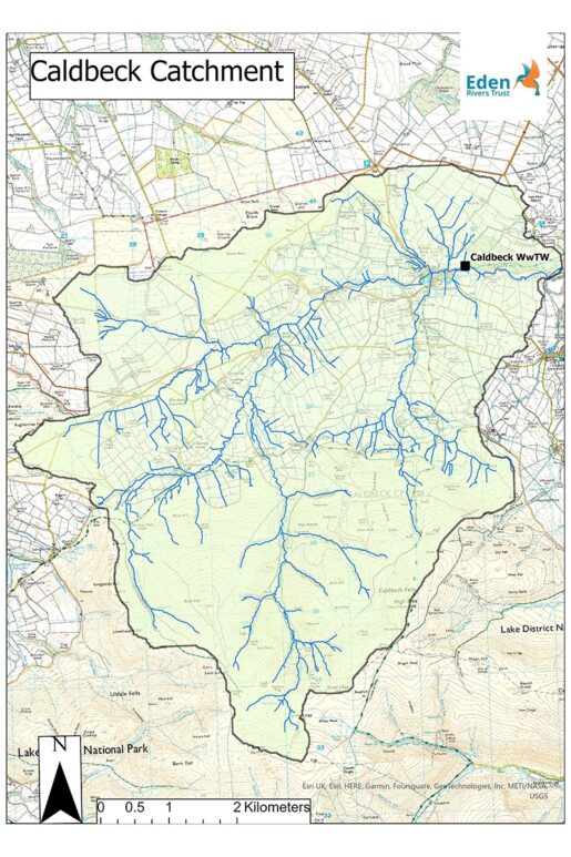 OS map showing the Caldbeck catchment area.
