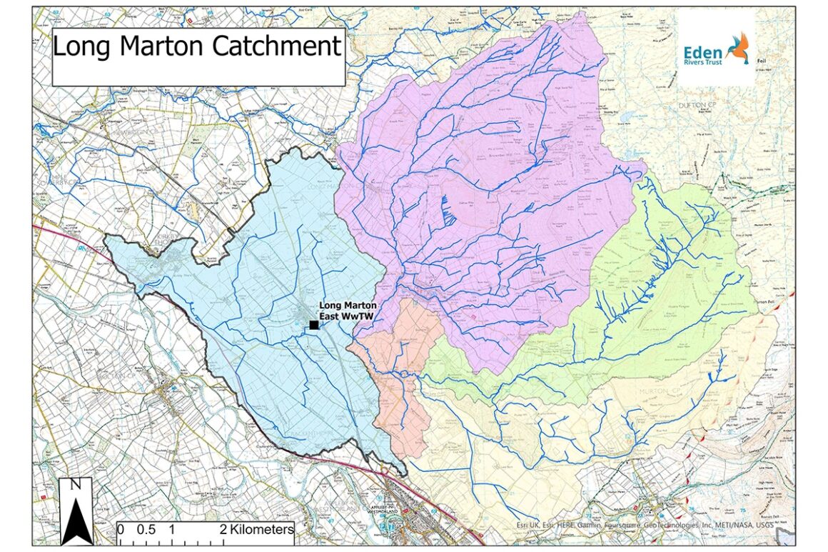 OS map of the Long Marton catchment area.