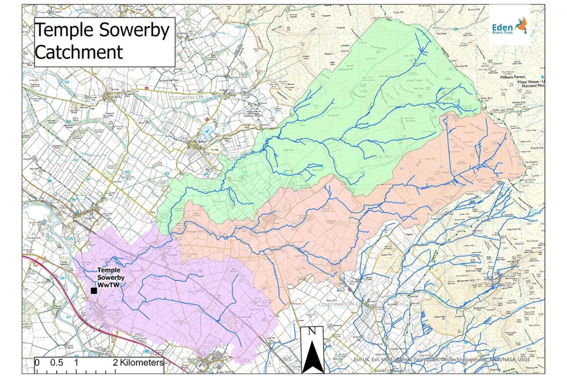OS map of the Temple Sowerby catchment area.