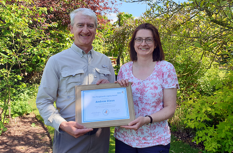Elizabeth Radford presents the Ploughlands Legacy Award to Andrew Dixon